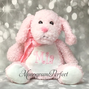 Personalized Plush Stuffed Floppy Ear Pink Dog Stuffed Animal