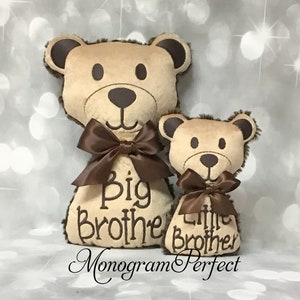 Coffret cadeau grand frère / petit frère ours et hochet pour frères et sœurs
