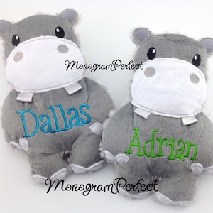 Personalized Gray Stuffed Hippo Soft Plush