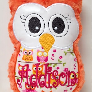 Orange Plush Owl Stuffed Animal Reading Buddy Pillow, Soft Toy