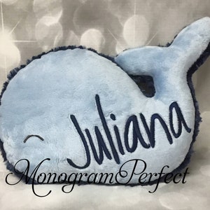 Personalized Light Blue / Navy Blue Plush Whale Soft Toy