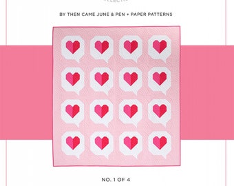 PATTERN:  I Heart You by Then Came June and Pen + Paper Patterns -TCJ4399- Modern - Red - Pink - White - Beginner Friendly-Valentine-Wedding