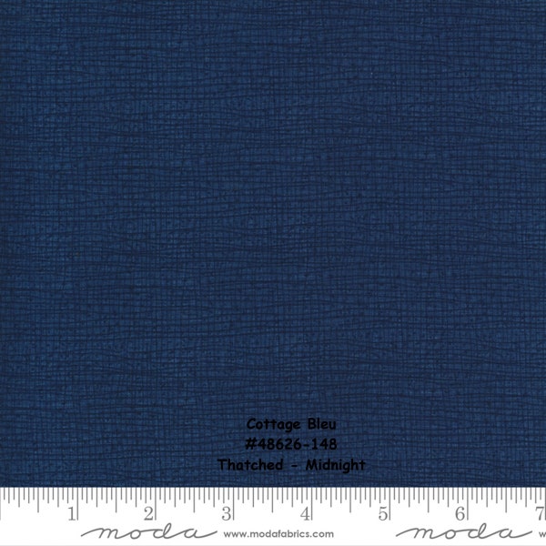 Cottage Bleu - 48626-148 - Thatched - Midnight - ONE HALF YARD - by Robin Pickens for Moda - Solid - Modern - Navy - Blue - Dark Blue