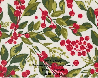 PINE VALLEY - #30740-11 - by Basic Grey for Moda - Greensleeves Florals Berry - Snow - Natural - Christmas - Holiday