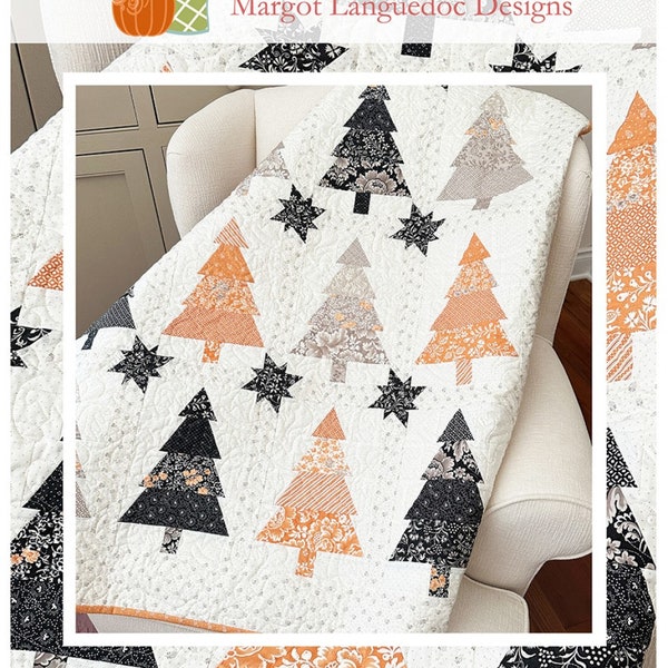 PATTERN:  INTO the WOODS - by The Pattern Basket -TPB2305-Christmas Trees - Stars -Fall - Christmas - Throw-Lap Quilt-Layer Cake Friendly