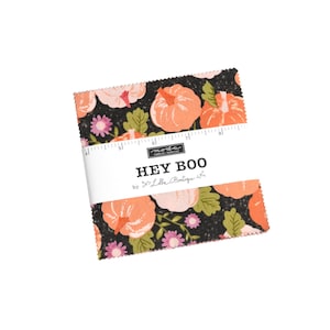 HEY Boo - #5210 - CHARM Pack - by Lella Boutique for Moda - Adorable Halloween collection -Pumpkins - Friendly Ghosts - Stars - 5" Squares