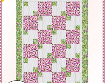 PATTERN:  Garden Path  - 3 Yard Quilts - Fabric Cafe - #092125-01 - Easy - Beginner - Lap - Throw Size Quilt