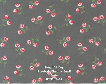 BEAUTIFUL DAY - #29133-14 - Rosebuds Floral - Small Floral Print - Slate - Dark Grey - Coriander Quilts - Moda - One Half Yard