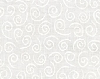 MODA - MUSLIN MATES - White on White Swirls - 9920-11 - One Half Yard - Blender - Neutral - Modern - White - Swirls