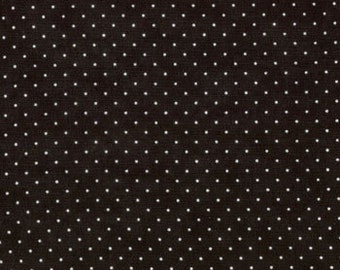Yardage:  ESSENTIAL DOTS - Jet Black with White Dots by Moda - One Half Yard - #8654-41 - Modern-White-Black - Blender -Childrens-Polka Dots