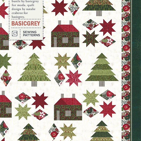 Pattern:  PINES and CABINS - PAT040 - by Basic Grey - 70" x 70" - Fat Eight Friendly - Square Quilt - Large Thrown