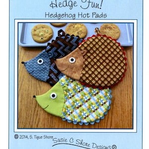 PATTERN:  Hedge Fun ! - Hedgehog Hot Pads - ST-1421 - Hedgehogs - Pot Holders - Kitchen - Mug Rug - Hot Pads - Oven Mitts - by Susie Shore