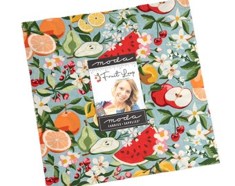 FRUIT LOOP - #30730 - Layer Cake - by Basic Grey for Moda - 10 inch Squares - Retro - Fruit - Florals