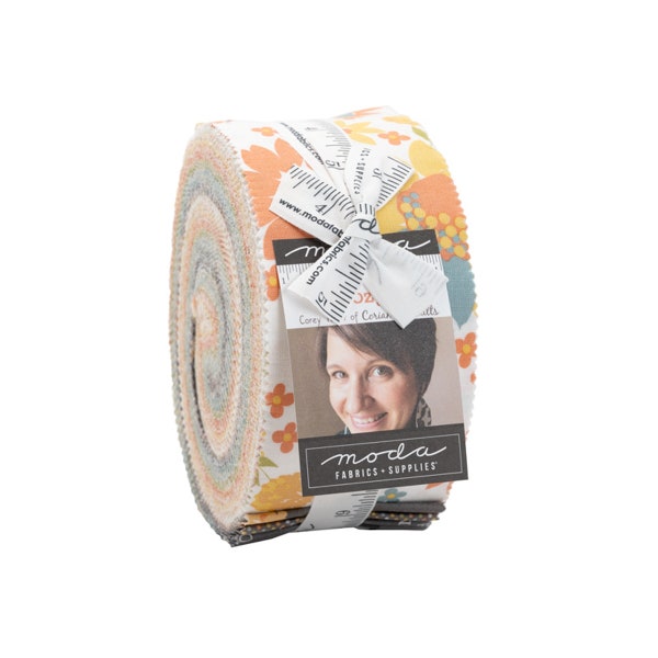 COZY UP - Jelly Roll - #29120 - by Corey Yoder for Moda - Autumn - Rich Yellows, Oranges, Greens, Grays, and Teal - Checks - Floral