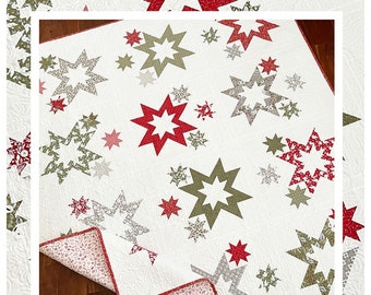 PATTERN:  Merry and Bright - The Pattern Basket - #TPB2108- Stars - Fat Quarter Friendly - Throw Quilt - Lap Quilt - Stars