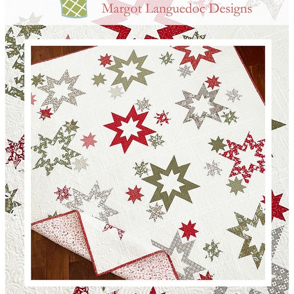 PATTERN:  Merry and Bright - The Pattern Basket - #TPB2108- Stars - Fat Quarter Friendly - Throw Quilt - Lap Quilt - Stars