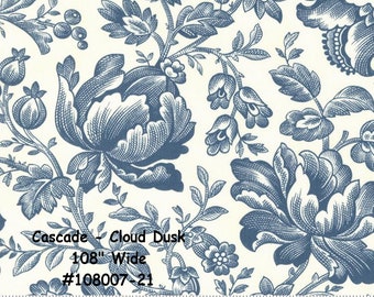 CASCADE - #108007-21 - Cloud Dusk - 108" Wide - Large Dark Blue Floral Print  - 3 Sisters - One Half Yard - Blues Classic - Wide Backing