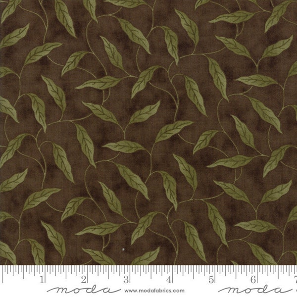 LILAC RIDGE - 1/2 Yard - #2213-15 - Floral Leaves - Dark Green - by Jan Patek for Moda -Floral Print - Purple-Green-Tan - Classic