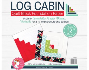 ISE-752 - LOG CABIN - Foundation Paper Piecing - 6 inch Finished Blocks - Honey Bun Friendly