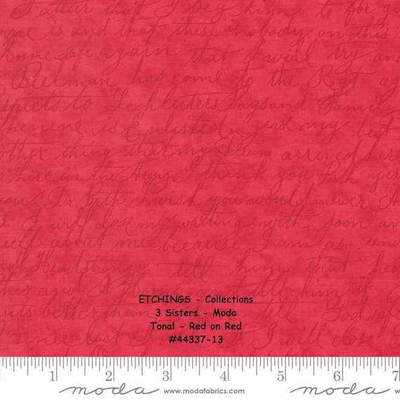 ETCHINGS - #44337-13 - Red - Tonal Print - 1/2 YARD -collections