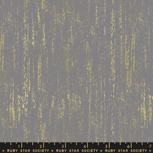 Ruby Star Society - BRUSHED METALLIC - Slate Gray- RS2005-14M - One Half Yard - Moda - Gold Metallic Gray - Sarah Watts