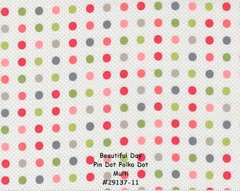 CLEARANCE - REMNANT - Beautiful Day - #29137-11 -  22" x wof Piece - Pin Dot Polka Dot - Multi - Coriander Quilts - Moda