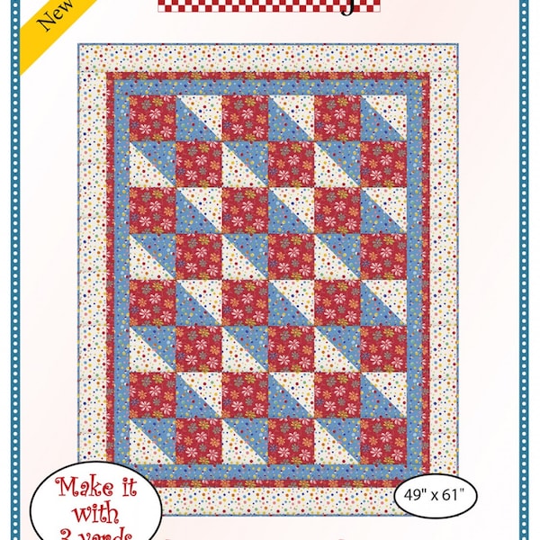 PATTERN:  BOXES & BOWS  - 3 Yard Quilts - Fabric Cafe - #091522 - Easy - Beginner - Lap - Throw Size Quilt