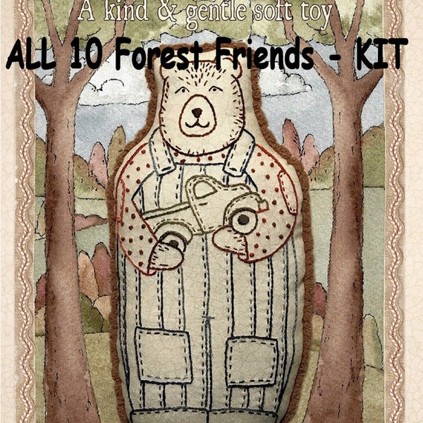 Forest Park Friends KIT - Embroidery - Iron-on Transfer - Woodland Friends: Bert-Cecil-Chester-Gracie-Hazel-Henry-Lucy-Oscar-Pearl-Ruth