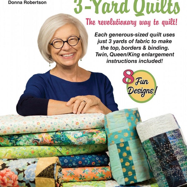 PATTERN Book:  Quick 'n Easy  - 3 Yard Quilts - Fabric Cafe - 8 Quilt Patterns - Easy - Beginner - Baby, Throw, Twin, Queen-King Sizes