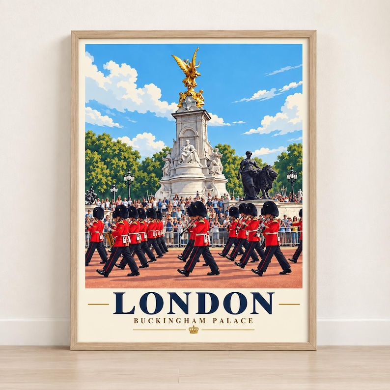 Buckingham Palace London Travel Poster, British Guards