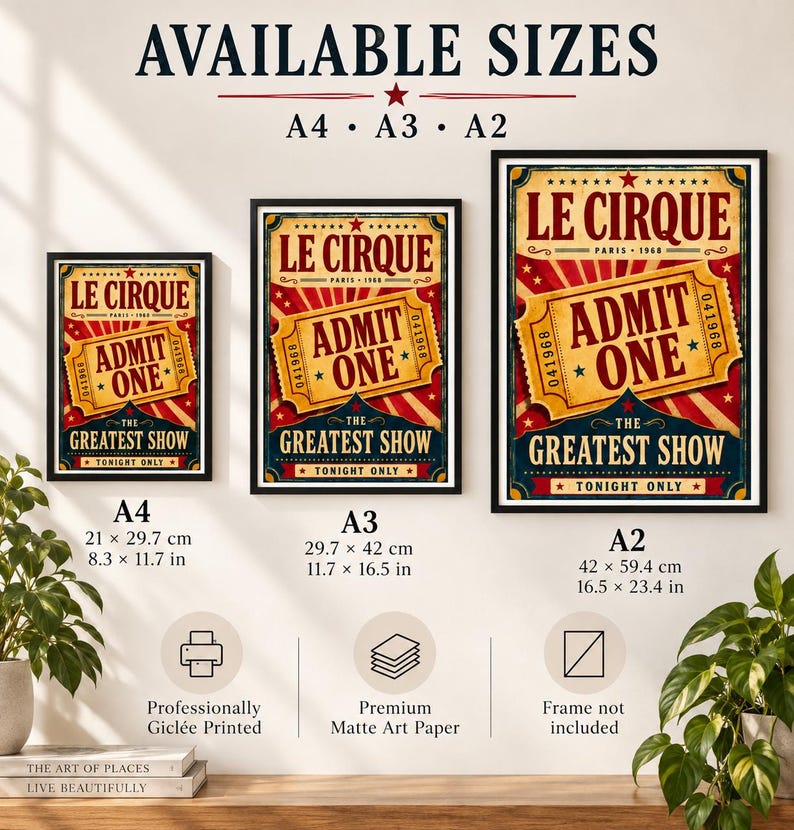 Vintage French Le Cirque circus poster art print with bold retro lettering, extra photo 1