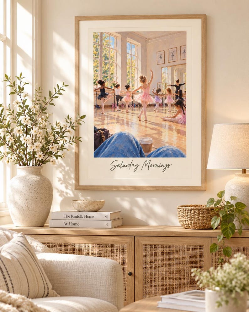 Saturday mornings ballet watercolour wall art print, girls dance studio, extra photo 3
