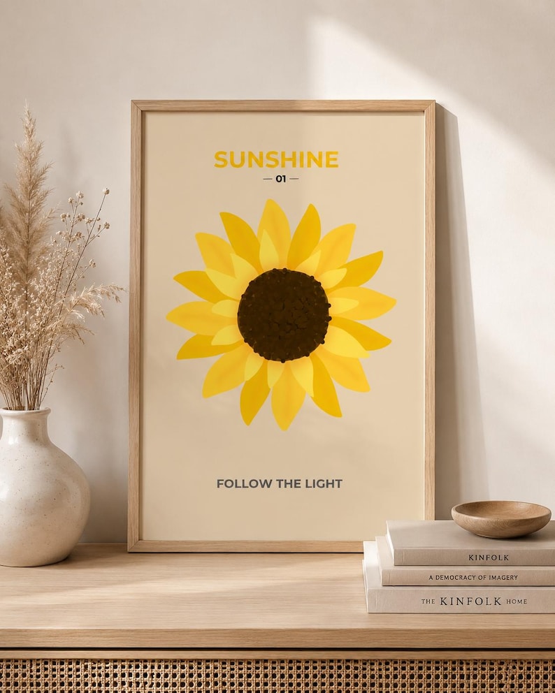 Yellow sunflower wall art print