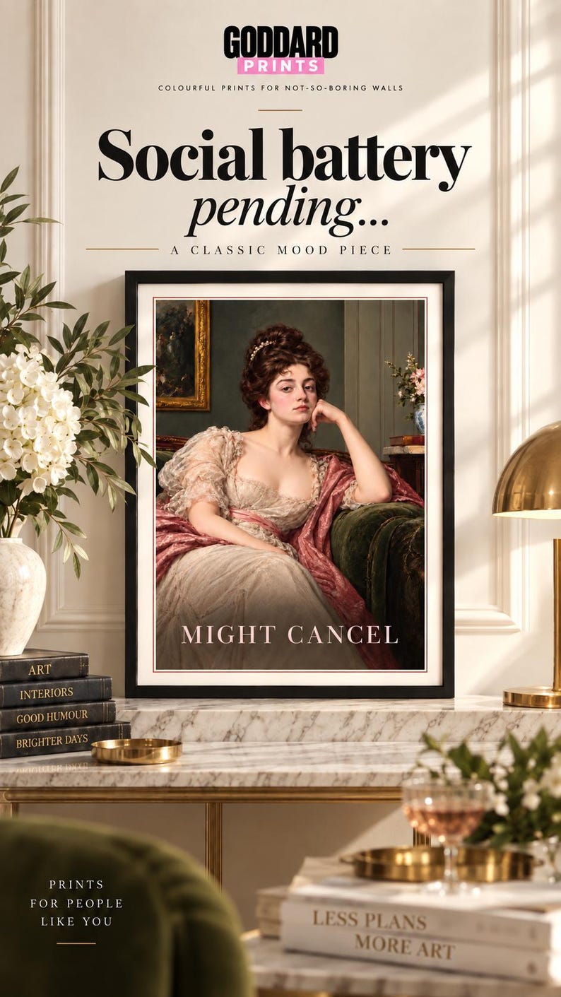 Might Cancel Funny Vintage Art Print, Classical Portrait Wall Art, professionally printed, extra photo 1