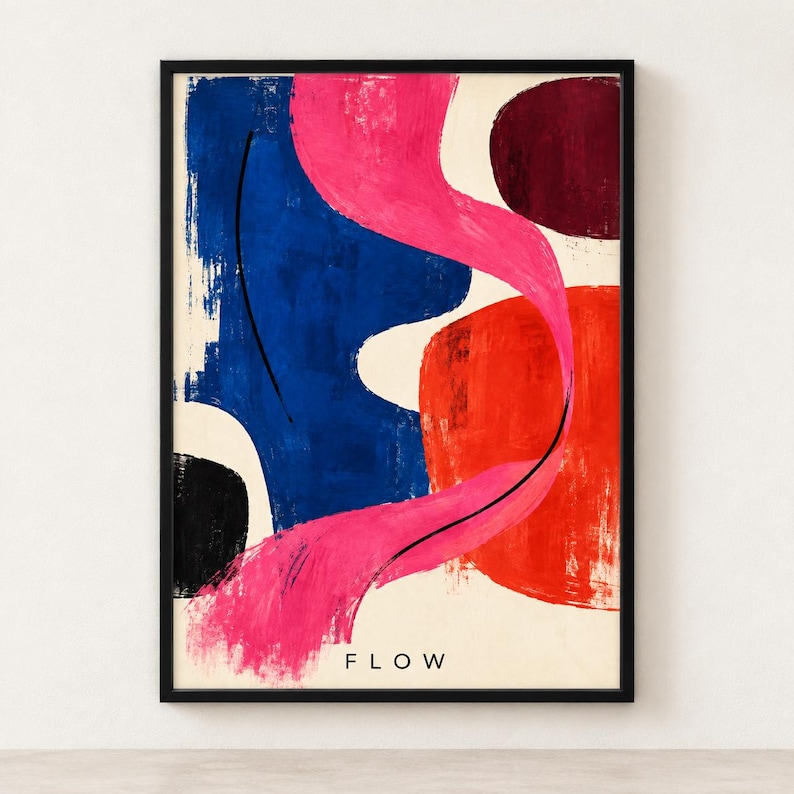 Abstract Flow Art Print, Bold Colorful Shapes
