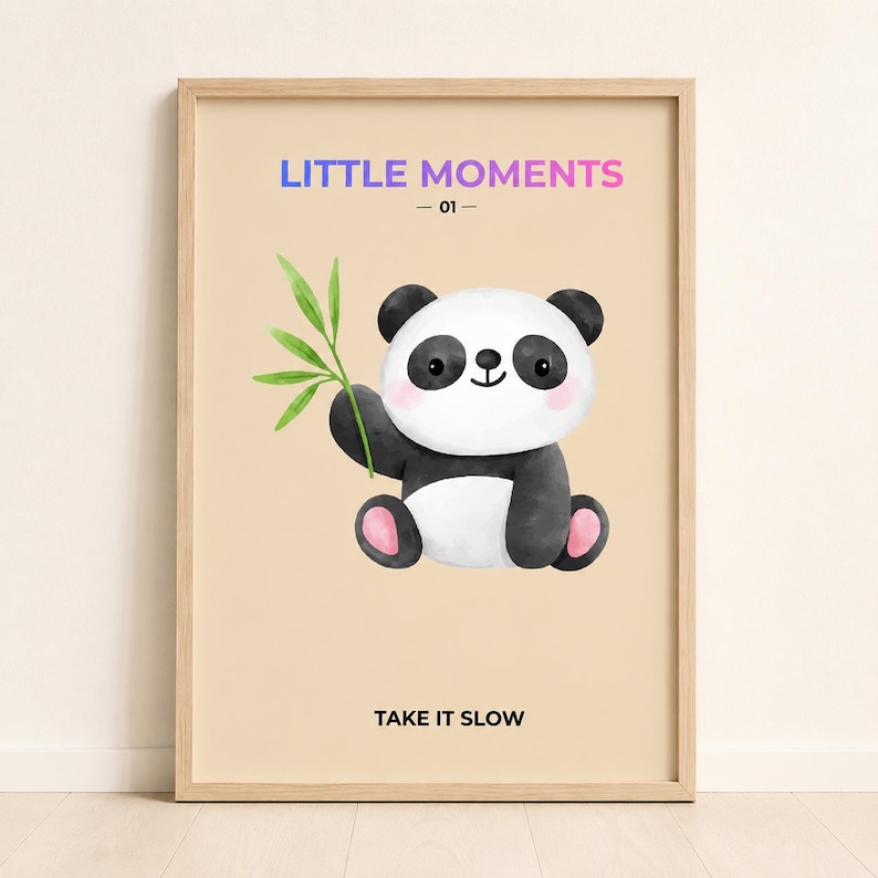 Cute panda nursery wall art print