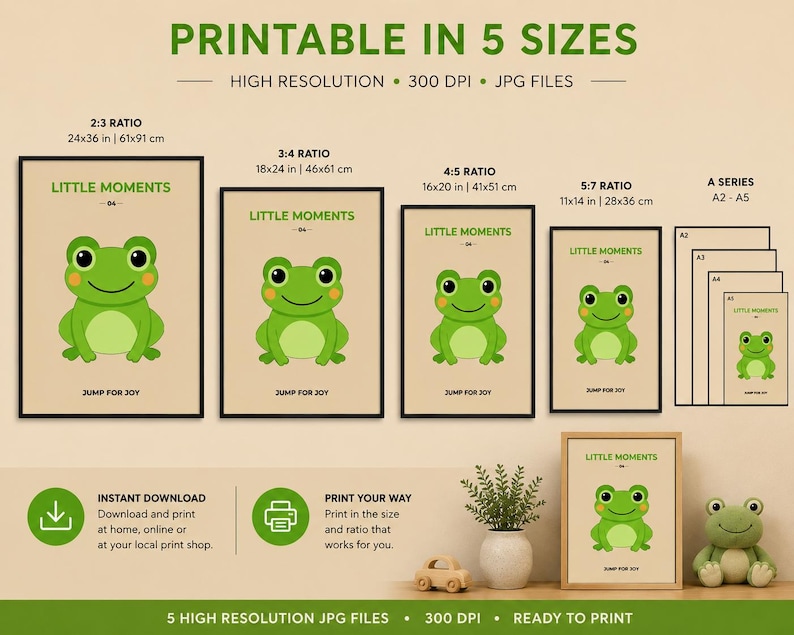 Cute frog nursery wall art print, extra photo 2