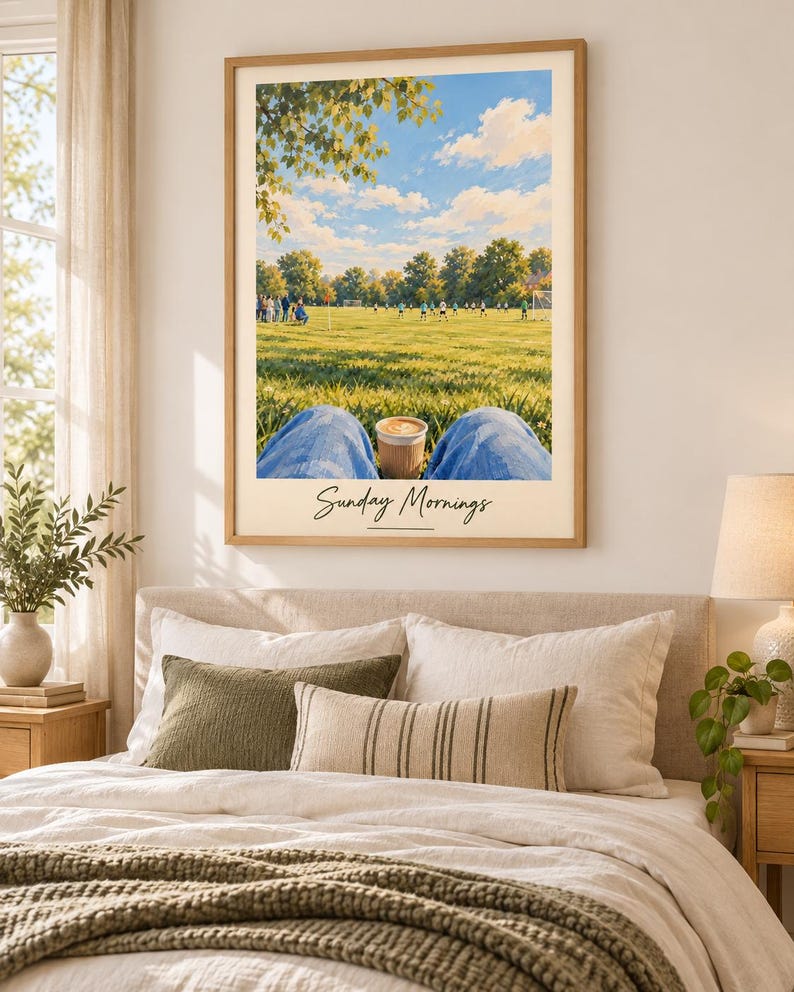 Sunday mornings football mum watercolour wall art print, soccer sidelines, extra photo 3