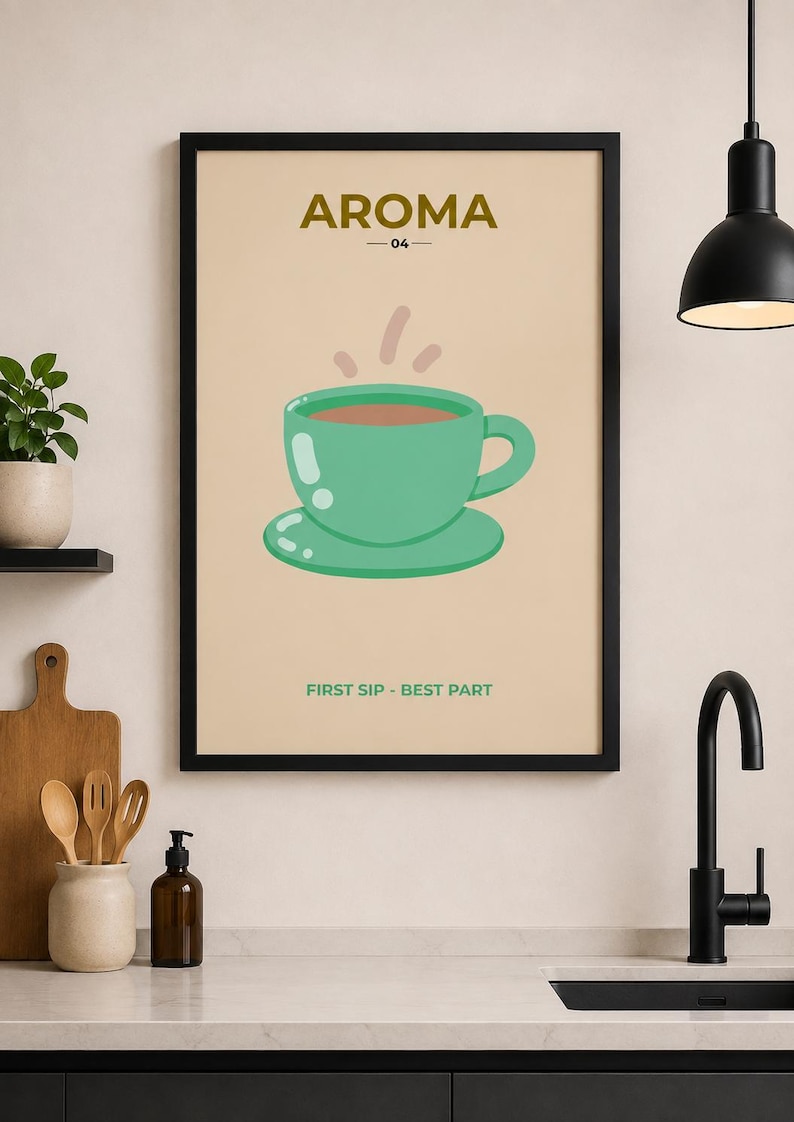 Coffee kitchen wall art print for the first sip of the day, extra photo 1