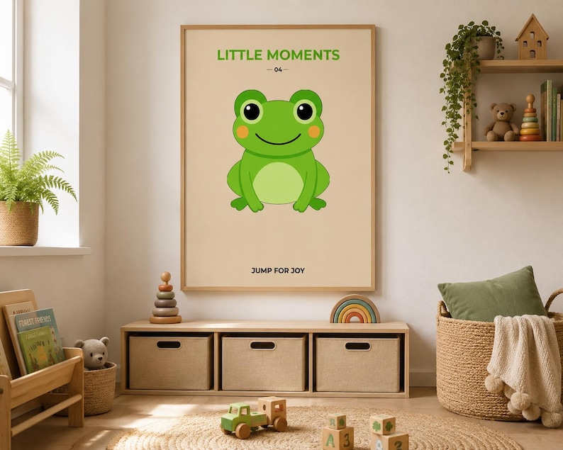 Cute frog nursery wall art print, extra photo 1