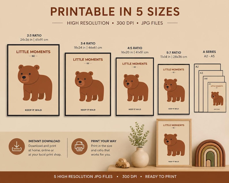 Cute bear nursery wall art print — extra photo 2