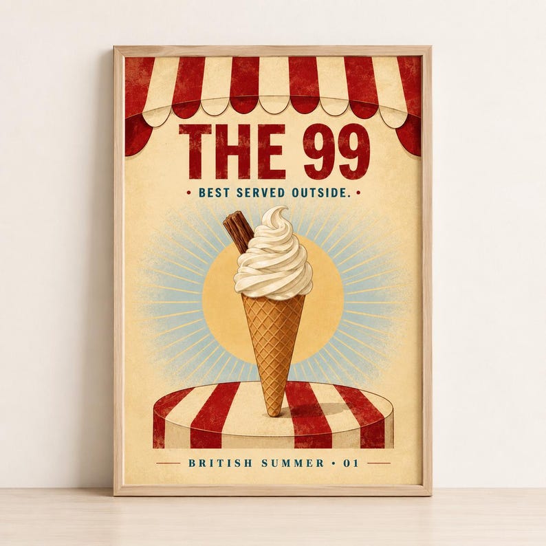 Retro British seaside ice cream wall art print