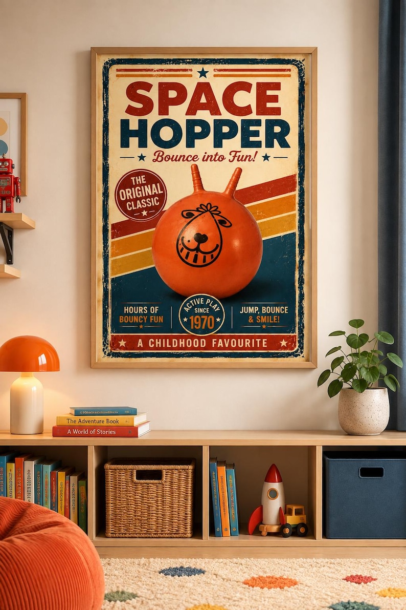 Seventies space hopper retro wall art print, extra photo 1