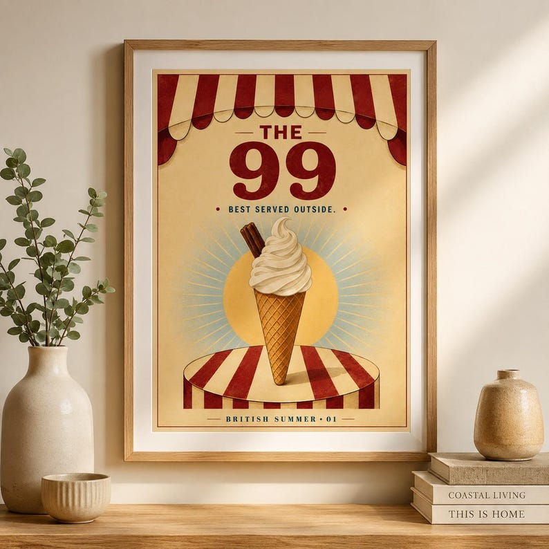 Retro British seaside ice cream wall art print, extra photo 1