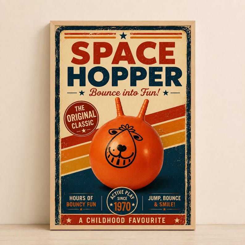 Seventies space hopper retro wall art print