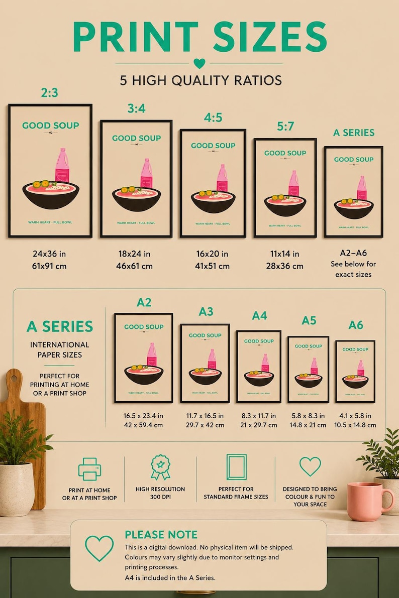 Colourful Good Soup kitchen wall art print, extra photo 2