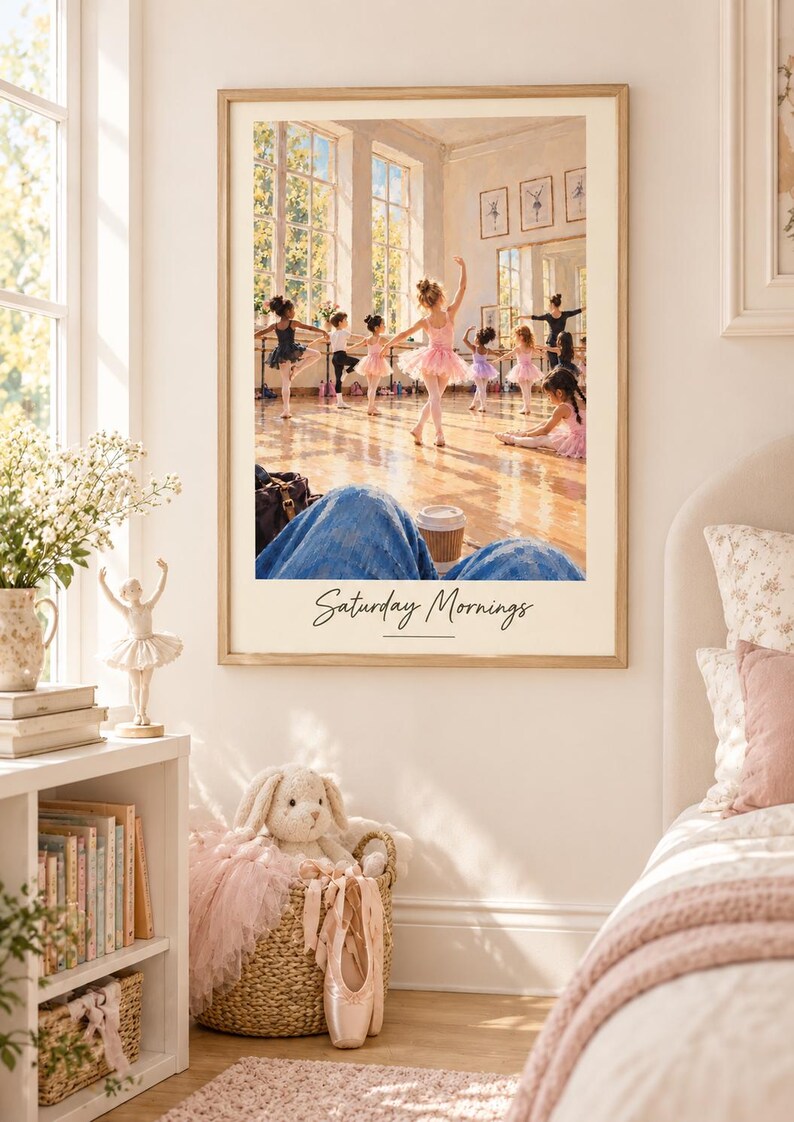 Saturday mornings ballet watercolour wall art print, girls dance studio, extra photo 2