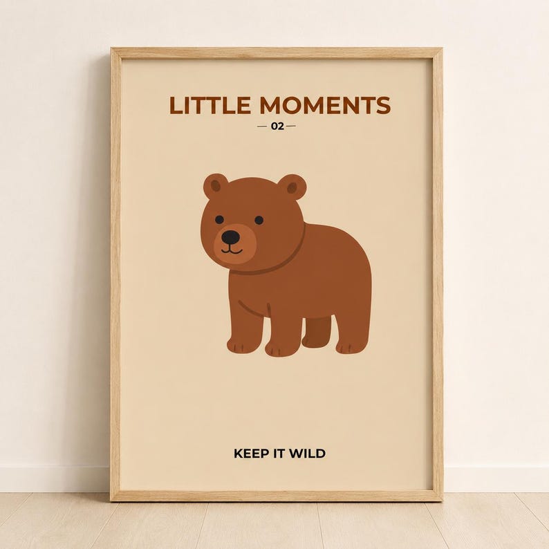 Cute bear nursery wall art print
