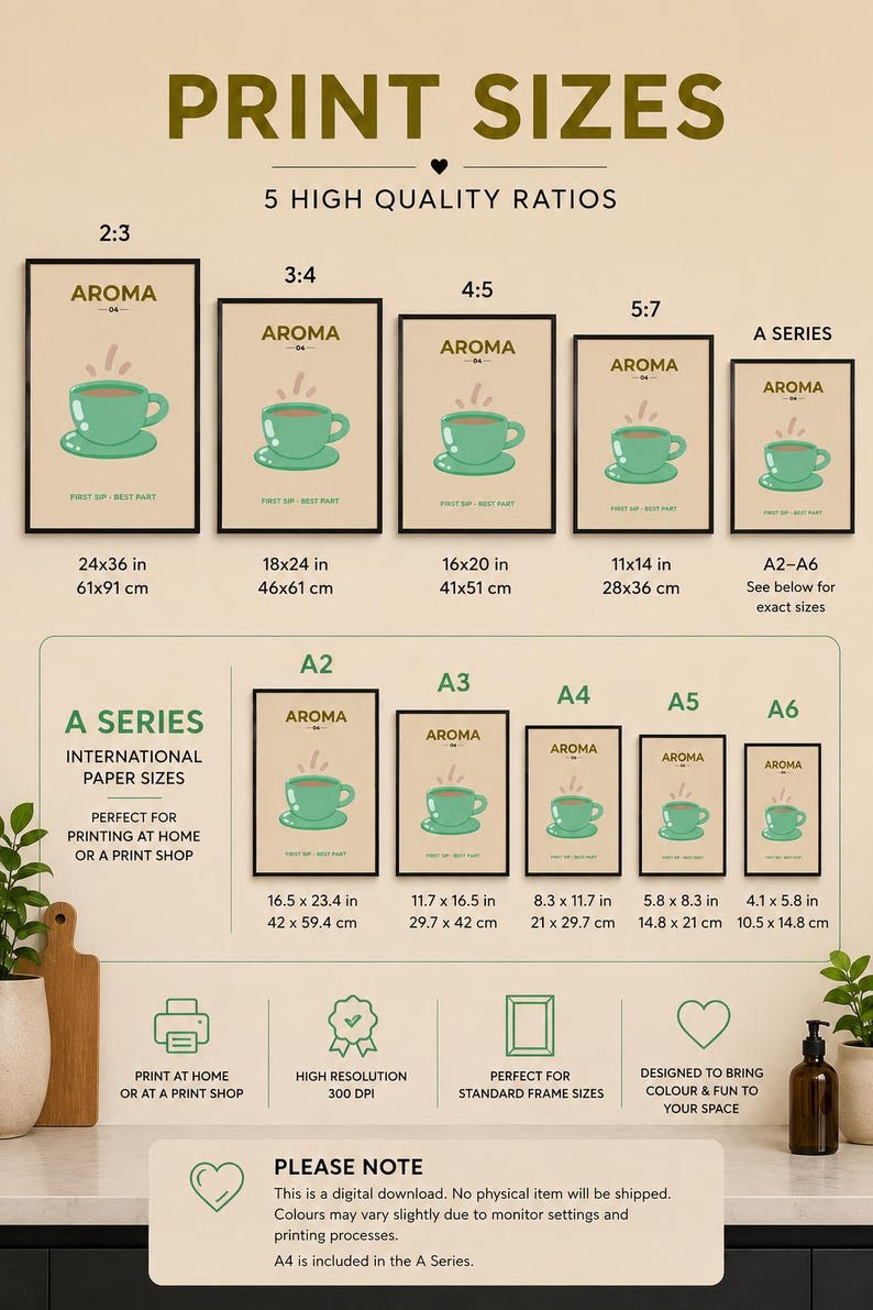 Coffee kitchen wall art print for the first sip of the day, extra photo 2