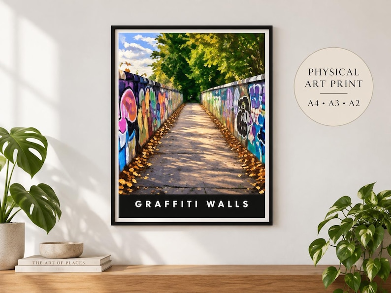 Colourful graffiti walls urban street art giclée print